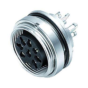 Illustration M16 Embase femelle, Contacts: 7 (07-a), non blindé, souder, IP67, UL 2238, M18x0,75, Montage mural arrière