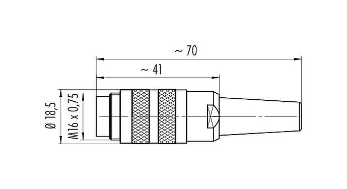 Dessin coté M16 Connecteur mâle, Contacts: 4 (04-a), 6,0-8,0 mm, blindable, sertir (Les contacts à sertir doivent être commandés séparément), IP40