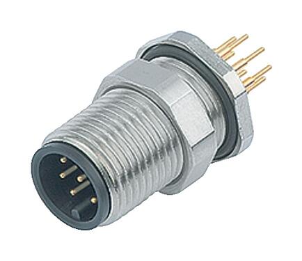 Illustration 86 1033 1100 00005 - M12 Male panel mount connector, Contacts: 5, unshielded, THT, IP68, UL, M12x1.0, front fastened