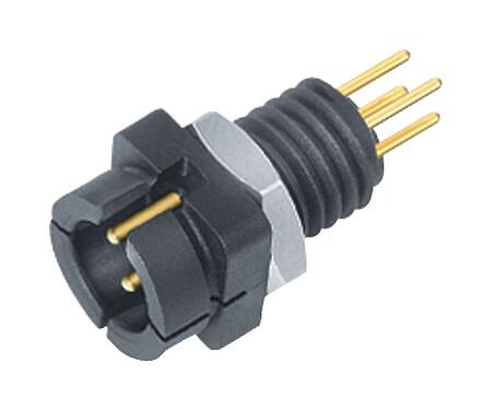 Illustration Snap-In Male panel mount connector, Contacts: 4, unshielded, THT, IP40, 1/4" 28 UNF, Front mounting