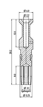Maßzeichnung 61 1313 139 - Bajonett HEC - Buchsenkontakt für 4+PE-Ausführung, 100 Stk.