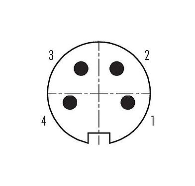 联系安排 (外掛程式側) 09 4811 00 04 - Push Pull 针头法兰座, 极数: 4, 可接屏蔽, 焊接, IP67