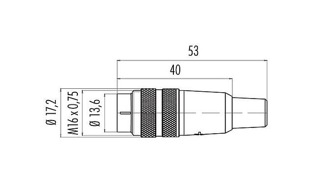 Dibujo a escala 09 0329 02 12 - M16 Conector de cable macho, Número de contactos: 12 (12-a), 6,0-8,0 mm, sin blindaje, soldadura, IP40