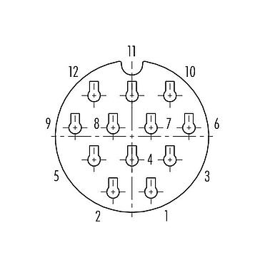 Disposición de los contactos (lado de la conexión) Bayoneta Conector de cable hembra, Número de contactos: 12, 7,0-13,0 mm, sin blindaje, crimpado (los contactos de crimpado deben pedirse por separado), IP68/IP69K, UL 2238, VDE, UV-Beständig