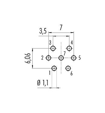 Geleiderconfiguratie 09 0327 99 07 - M16 Male panel mount connector, aantal polen: 7 (07-a), onafgeschermd, THT, IP40, aan voorkant verschroefbaar