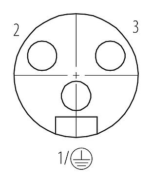 Disposición de los contactos (lado de la conexión) 7/8" Conector hembra en ángulo, Número de contactos: 2+PE, 8,0-10,0 mm, sin blindaje, tornillo extraíble, IP67, UL 2238, VDE