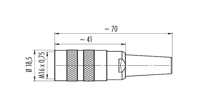 Desenho da escala 99 2014 210 05 - M16 Tomada de cabo, Contatos: 5 (05-a), 4,0-6,0 mm, blindável, pinça de parafuso, IP40