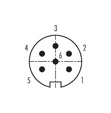 Polbild (Steckseite) 99 2021 92 06 - M16 Kabelstecker, Polzahl: 6 (06-a), 6,0-8,0 mm, schirmbar, löten, IP40