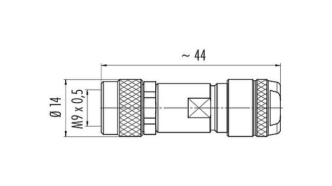 Dessin coté M9 Connecteur femelle, Contacts: 7, 4,0-5,5 mm, blindable, souder, IP67, ressort à iris