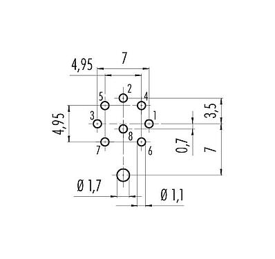 Geleiderconfiguratie 09 0473 290 08 - M16 Male panel mount connector, aantal polen: 8 (08-a), schermbaar, THT, IP40, aan voorkant verschroefbaar