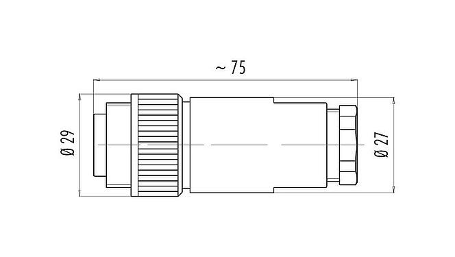 Dessin coté RD24 Connecteur mâle, Contacts: 6+PE, 10,0-12,0 mm, non blindé, sertir (Les contacts à sertir doivent être commandés séparément), IP67, PG 13,5