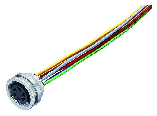 Ilustración M16 Toma de brida, Número de contactos: 8 (08-a), sin blindaje, hilos, IP68, UL 2238, Cumple con AISG, M18x0,75, Montaje frontal