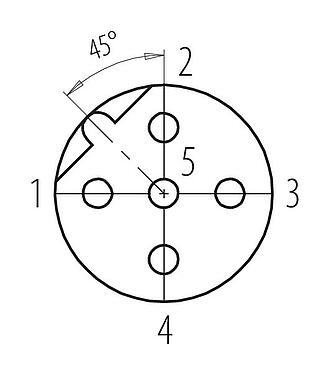 Disposición de los contactos (lado de la conexión) M12 Conector de cable hembra, Número de contactos: 5, 6,0-8,0 mm, blindable, abrazadera de alambre, IP67, con anillo de protección