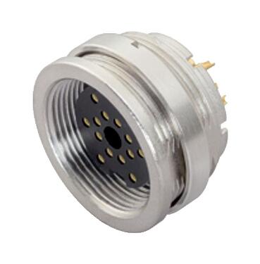 Illustratie M16 Female panel mount connector, aantal polen: 24, onafgeschermd, soldeer, IP67, UL 2238, M18x0,75, Frontaansluiting