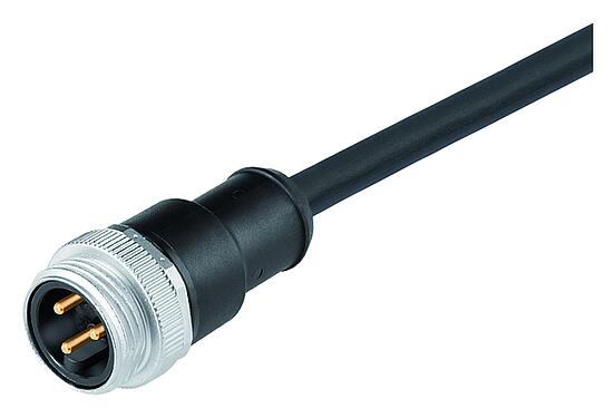 Illustration 7/8" Male cable connector, Contacts: 3, unshielded, moulded on the cable, IP68, UL 2238, PUR, black, 3 x 1.50 mm², 10 m