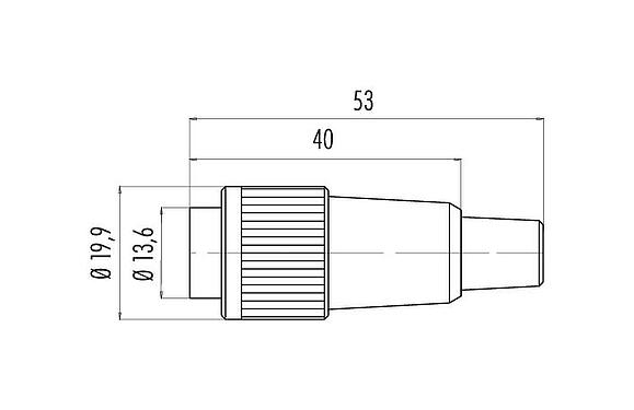 Scale drawing Bayonet Male cable connector, Contacts: 16, 6.0-8.0 mm, unshielded, solder, IP40