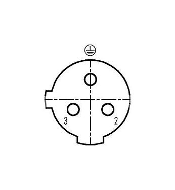 Расположение контактов (со стороны подключения) 99 2530 14 03 - M12 Кабельная розетка, Количество полюсов: 2+PE, 4,0-6,0 мм, не экранированный, винтовая клемма, IP67