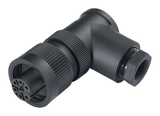 Illustration RD24 Female angled connector, Contacts: 6+PE, 8.0-10.0 mm, unshielded, solder, IP67, UL, ESTI+, VDE, PG 11