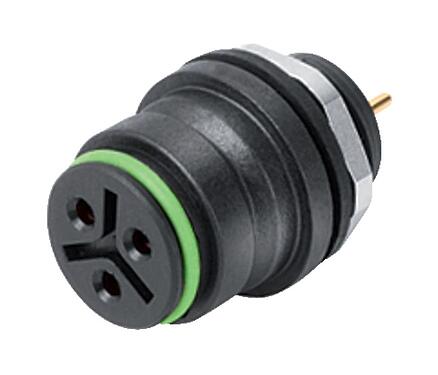 Illustration Snap-In Female panel mount connector, Contacts: 5, unshielded, THT, IP67, VDE, M12x1.0, Front mounting