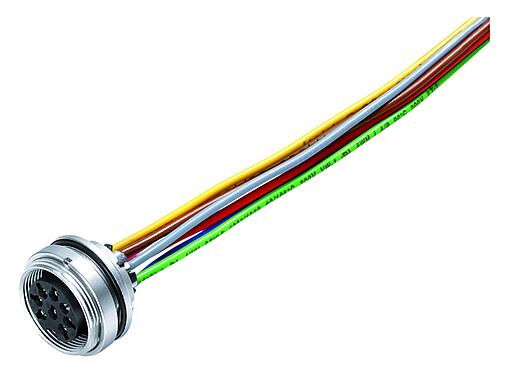 Illustration M16 Female panel mount connector, Contacts: 6 (06-a), unshielded, single wires, IP67, UL 2238, M18x0,75, Rear mounting