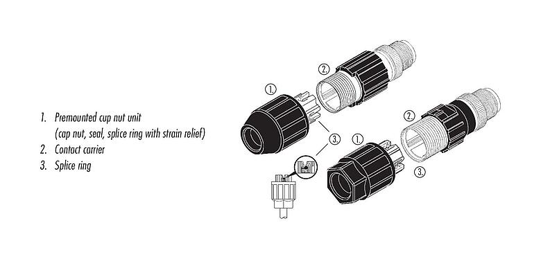 Instrucción de montaje M12 Conector de cable macho, Número de contactos: 4, 3,5-6,0 mm, sin blindaje, IDC, IP67