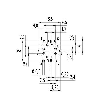 Disposición del conductor M16 Enchufe de brida, Número de contactos: 14 (14-b), sin blindaje, THT, IP40, M18x0,75, Montaje en pared