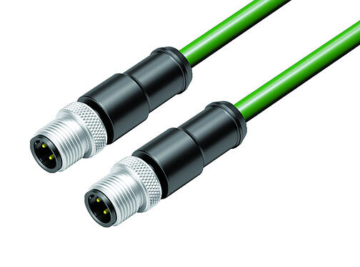 Illustration 77 4529 4529 50704-0500 - M12/M12 Connecting cable 2 male cable connectors, Contacts: 4, shielded, moulded on the cable, IP67, UL, Profinet/Ethernet CAT5e, PUR, green, 4 x AWG 22, 5 m