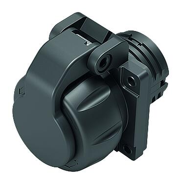 Illustration Bayonet Female panel mount connector, Contacts: 4+3+PE, unshielded, crimping (Crimp contacts must be ordered separately), IP68/IP69K, UL 2238, VDE, Front mounting, UV resistant