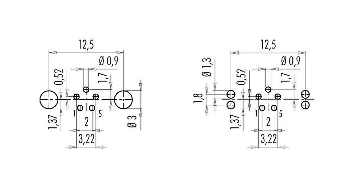 Disposición del conductor M9 Toma de brida, Número de contactos: 5, blindable, THT, IP67, M12x0,5, Montaje en pared