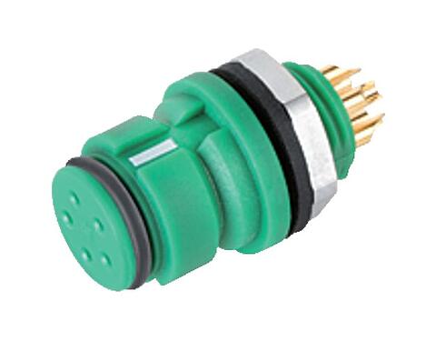 Illustration Snap-In Female panel mount connector, Contacts: 5, unshielded, solder, IP67, UL 2238, M8x0,75, Front mounting
