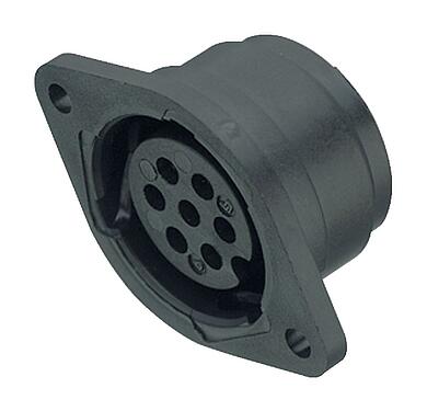 Abbildung Bajonett Flanschdose, Polzahl: 5, ungeschirmt, löten, IP40, Frontmontage