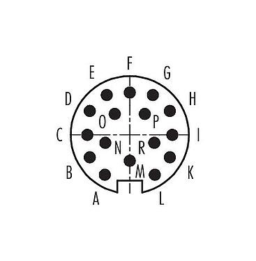 Disposición de los contactos (lado de la conexión) Bayoneta Conector de cable macho, Número de contactos: 16, 3,0-6,0 mm, sin blindaje, soldadura, IP40