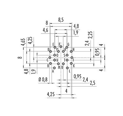 Disposición del conductor M16 Enchufe de brida, Número de contactos: 19 (19-a), sin blindaje, THT, IP40, M18x0,75, Montaje en pared