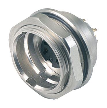 Illustratie Push Pull Female panel mount connector, aantal polen: 12, onafgeschermd, soldeer, IP67, M21x1,0, Achterwandmontage