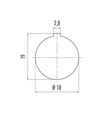 Assembly instructions / Panel cut-out Bayonet Female panel mount connector, Contacts: 5, unshielded, solder, IP40, M18x0,75, Front mounting