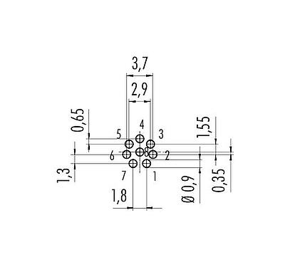 Disposición del conductor M9 Enchufe de brida, Número de contactos: 8, sin blindaje, THT, IP40, M9x0,5, Montaje en pared
