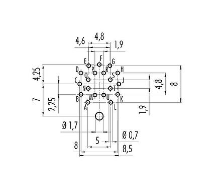 Disposición del conductor M16 Enchufe de brida, Número de contactos: 19 (19-a), blindable, THT, IP67, UL 2238, M18x0,75, Montaje en pared