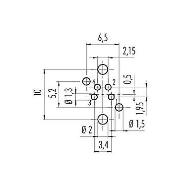 Disposición del conductor M8 Toma de brida, Número de contactos: 4, sin blindaje, THR, IP67, UL 2238