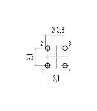 Geleiderconfiguratie 99 9212 090 04 - Snap-In Female panel mount connector, aantal polen: 4, onafgeschermd, THT, IP67, UL