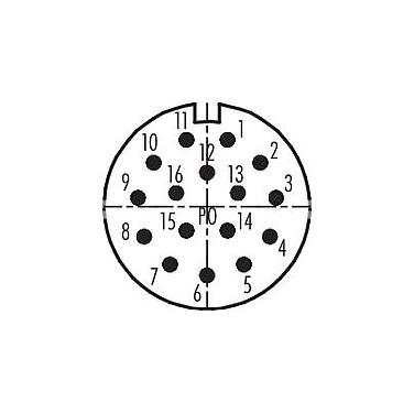 Contactconfiguratie (aansluitzijde) 99 4611 20 16 - M23 Male panel mount connector, aantal polen: 16, onafgeschermd, soldeer, IP67, centrale bevestiging