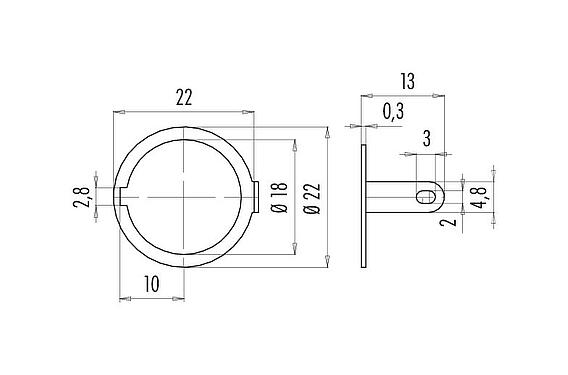 Desenho da escala Anel olhal de solda, IP40