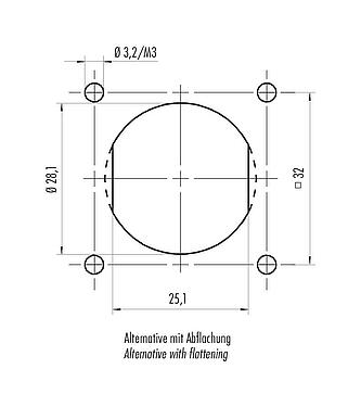Assembly instructions / Panel cut-out Bayonet Male panel mount connector, Contacts: 4+PE, unshielded, crimping (Crimp contacts must be ordered separately), IP68/IP69K, UL 2238, VDE, Front mounting, UV resistant