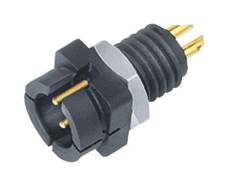 Illustration Snap-In Male panel mount connector, Contacts: 5, unshielded, solder, IP40, 1/4" 28 UNF, Front mounting