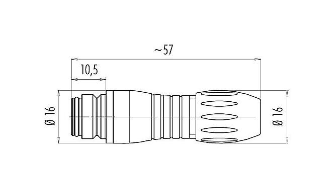 比例图 99 9126 403 08 - Snap-in 快插 直头孔头电缆连接器, 极数: 8, 2.5-4.0mm, 非屏蔽, 焊接, IP67