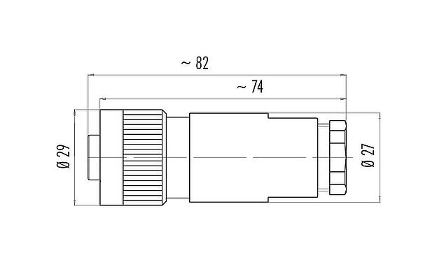 Scale drawing RD24 Female cable connector, Contacts: 6+PE, 8.0-10.0 mm, unshielded, solder, IP67, UL, ESTI+, VDE, PG 11