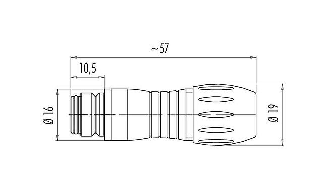 Dessin coté Snap-In Connecteur femelle, Contacts: 12, 6,0-8,0 mm, non blindé, souder, IP67