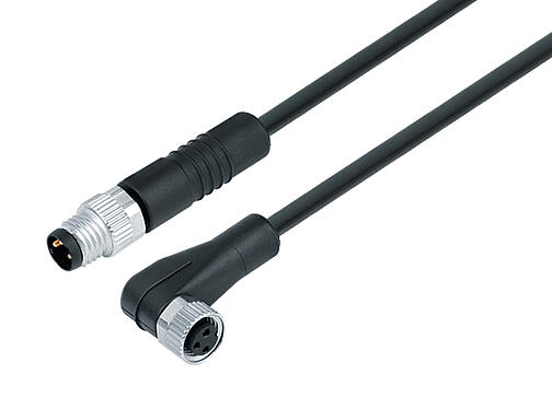 Иллюстрация 77 3408 3405 50004-0200 - M8/M8 Соединительный кабель кабельный штекер - угловая розетка, Количество полюсов: 4, не экранированный, формовка на кабеле, IP67, UL, PUR, черный, 4 x 0.34 мм², 2 м