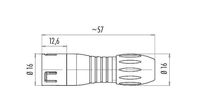 Scale drawing 99 9125 50 08 - Snap-In Male cable connector, Contacts: 8, 4.0-6.0 mm, unshielded, solder, IP67, VDE