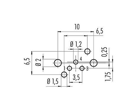 Disposición del conductor M8 Enchufe de ángulo brida, Número de contactos: 3, sin blindaje, THR, IP67, UL 2238, Montaje en pared