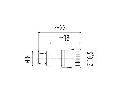 Scale drawing Snap-In Female cable connector, Contacts: 5, 3.5-5.0 mm, unshielded, solder, IP40